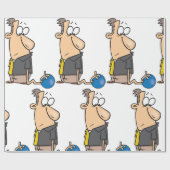Grappig Verdrietige Bowler Karakter met Bowling Ba Cadeaupapier (Vlak)