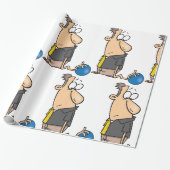 Grappig Verdrietige Bowler Karakter met Bowling Ba Cadeaupapier (Uitgerold)