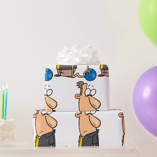 Grappig Verdrietige Bowler Karakter met Bowling Ba Cadeaupapier