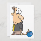 Grappig Verdrietige Bowler Karakter met Bowling Ba Kaart (Voorkant)