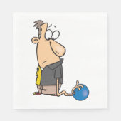 Grappig Verdrietige Bowler Karakter met Bowling Ba Servet (Voorkant)