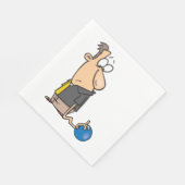 Grappig Verdrietige Bowler Karakter met Bowling Ba Servet (Hoek)
