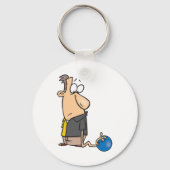 Grappig Verdrietige Bowler Karakter met Bowling Ba Sleutelhanger (Voorkant)
