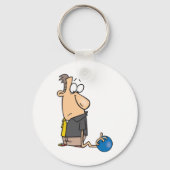 Grappig Verdrietige Bowler Karakter met Bowling Ba Sleutelhanger (Achterkant)