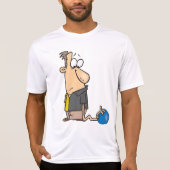 Grappig Verdrietige Bowler Karakter met Bowling Ba T-shirt (Voorkant)