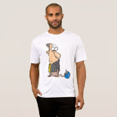 Grappig Verdrietige Bowler Karakter met Bowling Ba T-shirt (Voorkant volledig)
