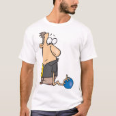 Grappig Verdrietige Bowler Karakter met Bowling Ba T-shirt (Voorkant)