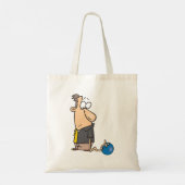 Grappig Verdrietige Bowler Karakter met Bowling Ba Tote Bag (Achterkant)