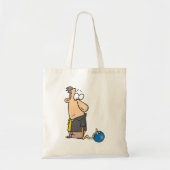 Grappig Verdrietige Bowler Karakter met Bowling Ba Tote Bag (Voorkant)