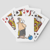 Grappig Verdrietige Bowler Karakter met Bowlingbal Pokerkaarten (Achterkant)