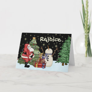 Grappig Verheug Sneeuwman, Kerstman en Giften Kers Feestdagen Kaart