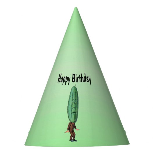 Grappig Verjaardag augurk Hoofd Man Bruin pak Groe Feesthoedjes (Voorkant)