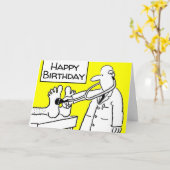 Grappig Verjaardag Dokter Labjas & Stethoscoop Kaart (Gele Bloem)