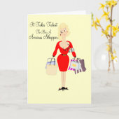 Grappig Verjaardag Kaart Lady Shopping Theme (Gele Bloem)