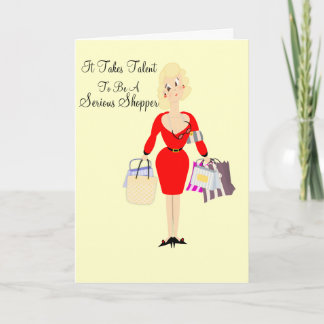 Grappig Verjaardag Kaart Lady Shopping Theme