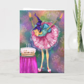 Grappig Verjaardag Kaart Meisje Kaarsen Uitblazen (Achterkant)