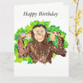 Grappig Verjaardag Wenskaart / Monkey Kaart (Gele Bloem)