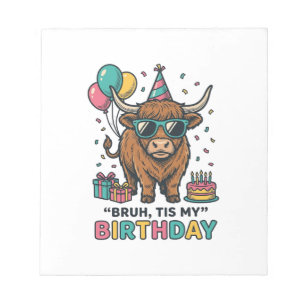 Grappig Verjaardags Highland Koe Party Design_1 Notitieblok