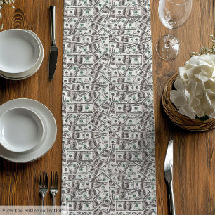 Grappig verjaardagscadeau trendy cash print aangep medium tafelloper
