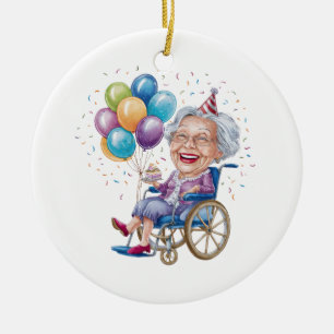Grappig verjaardagscadeau voor oma voor oudere tan keramisch ornament