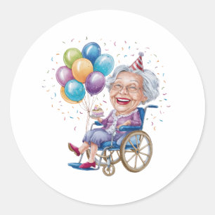 Grappig verjaardagscadeau voor oma voor oudere tan ronde sticker