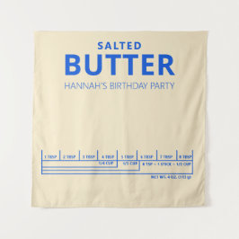 Grappig verjaardagsfeest boter thema wandkleed