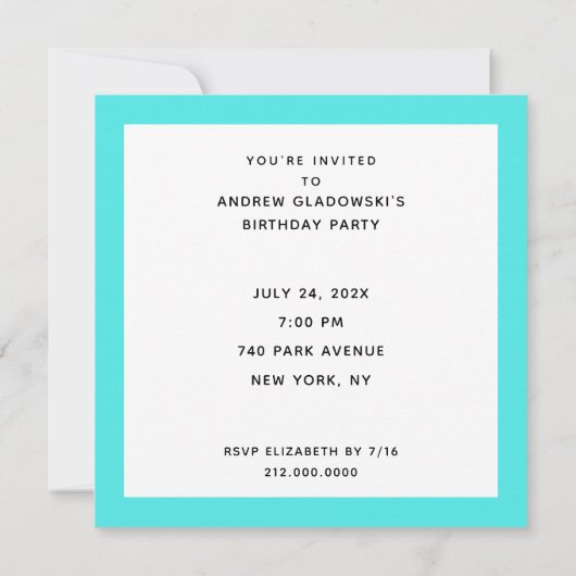 Grappig verjaardagsfeestje uitnodiging (Achterkant)