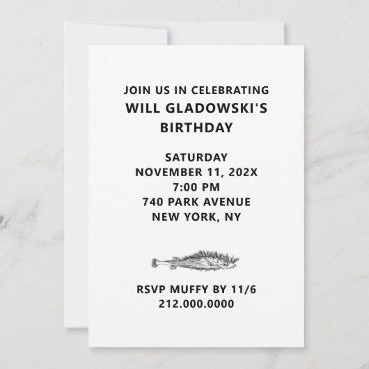 Grappig verjaardagsfeestje uitnodiging (Achterkant)