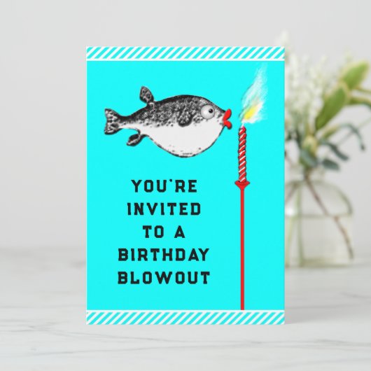 Grappig verjaardagsfeestje uitnodiging (Staand voorkant)