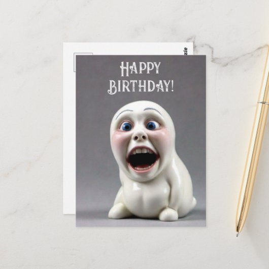 Grappig Verjaardagsfiguurtje Briefkaart (Voorkant / Achterkant in situ)