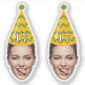 Grappig Verjaardagsgezicht met Party Pet & Custom  Sticker (Voorkant)