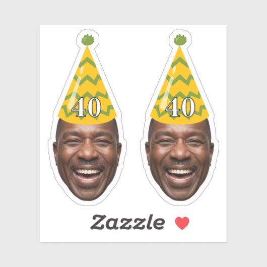 Grappig Verjaardagsgezicht met Party Pet & Custom  Sticker (Vel)