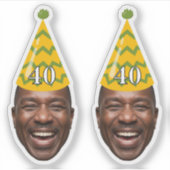 Grappig Verjaardagsgezicht met Party Pet & Custom  Sticker (Voorkant)