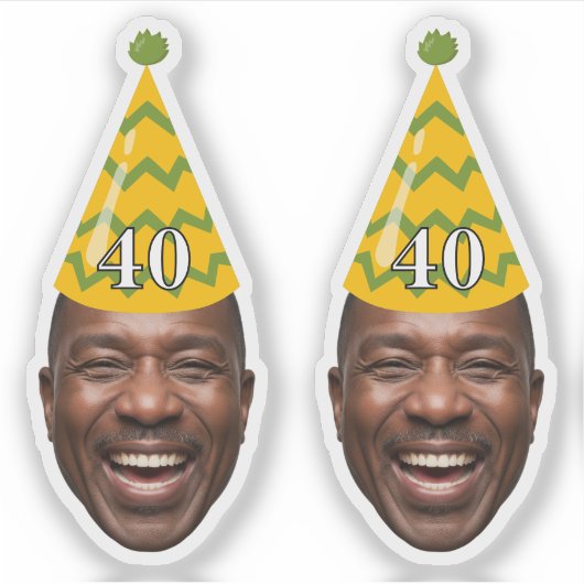 Grappig Verjaardagsgezicht met Party Pet & Custom  Sticker (Voorkant)