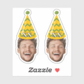 Grappig Verjaardagsgezicht met Party Pet & Custom Sticker (Vel)