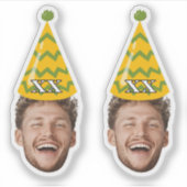 Grappig Verjaardagsgezicht met Party Pet & Custom Sticker (Voorkant)