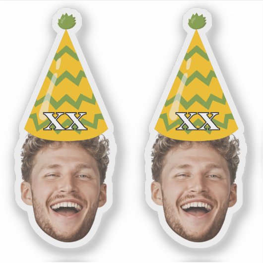 Grappig Verjaardagsgezicht met Party Pet & Custom Sticker (Voorkant)