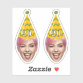 Grappig Verjaardagsgezicht met Party Pet & Custom  Sticker (Vel)