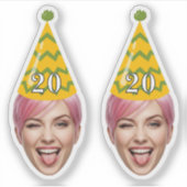 Grappig Verjaardagsgezicht met Party Pet & Custom  Sticker (Voorkant)