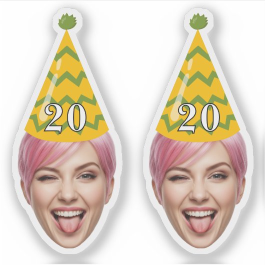 Grappig Verjaardagsgezicht met Party Pet & Custom Sticker (Voorkant)