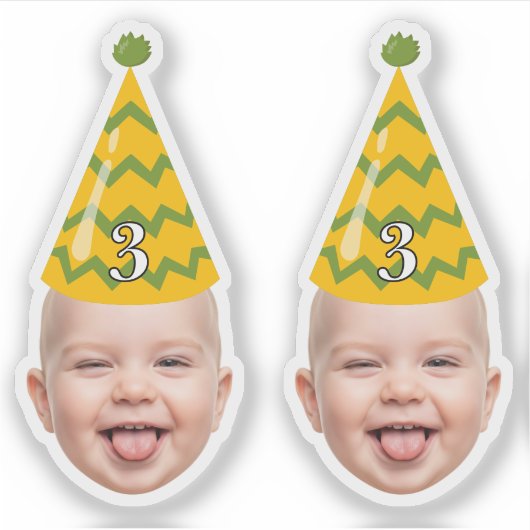 Grappig Verjaardagsgezicht met Party Pet & Custom  Sticker (Voorkant)