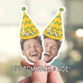 Grappig Verjaardagsgezicht met Party Pet & Custom Sticker