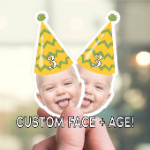 Grappig Verjaardagsgezicht met Party Pet & Custom Sticker