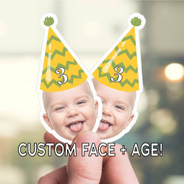 Grappig Verjaardagsgezicht met Party Pet & Custom Sticker