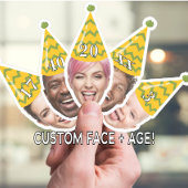 Grappig Verjaardagsgezicht met Party Pet & Custom Sticker