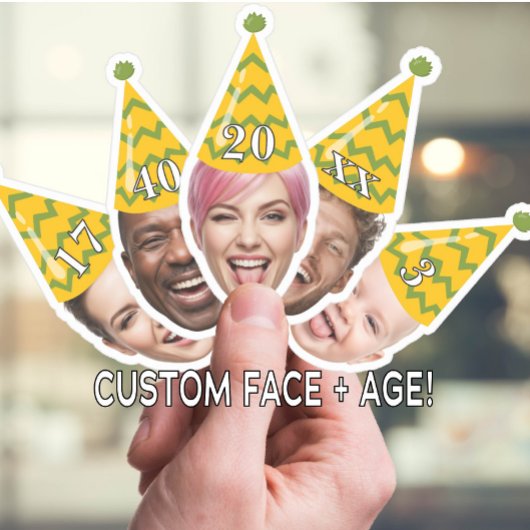 Grappig Verjaardagsgezicht met Party Pet & Custom Sticker