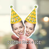Grappig Verjaardagsgezicht met Party Pet & Custom Sticker