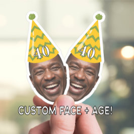 Grappig Verjaardagsgezicht met Party Pet & Custom Sticker