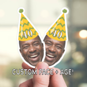 Grappig Verjaardagsgezicht met Party Pet & Custom  Sticker