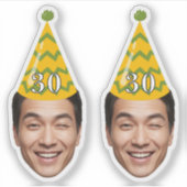 Grappig Verjaardagsgezicht met Party Pet & Custom  Sticker (Voorkant)